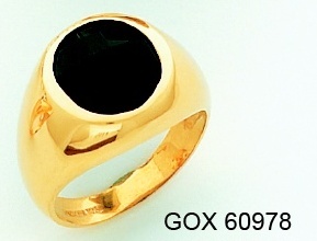 Men's Black Onyx Ring 10KT or 14KT Yellow or White Gold Open Back #107